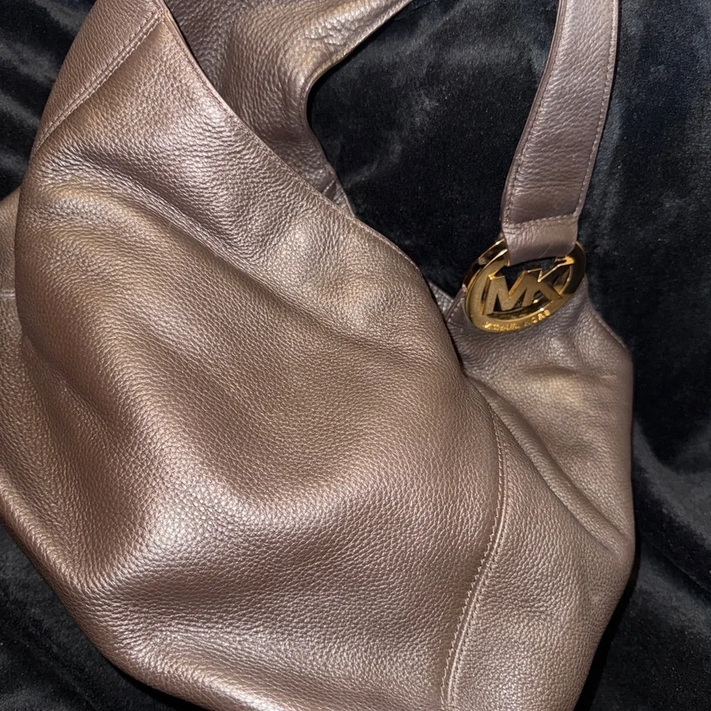 Michael Kors Chocolate Brown Hobo Bag with Gold Detail